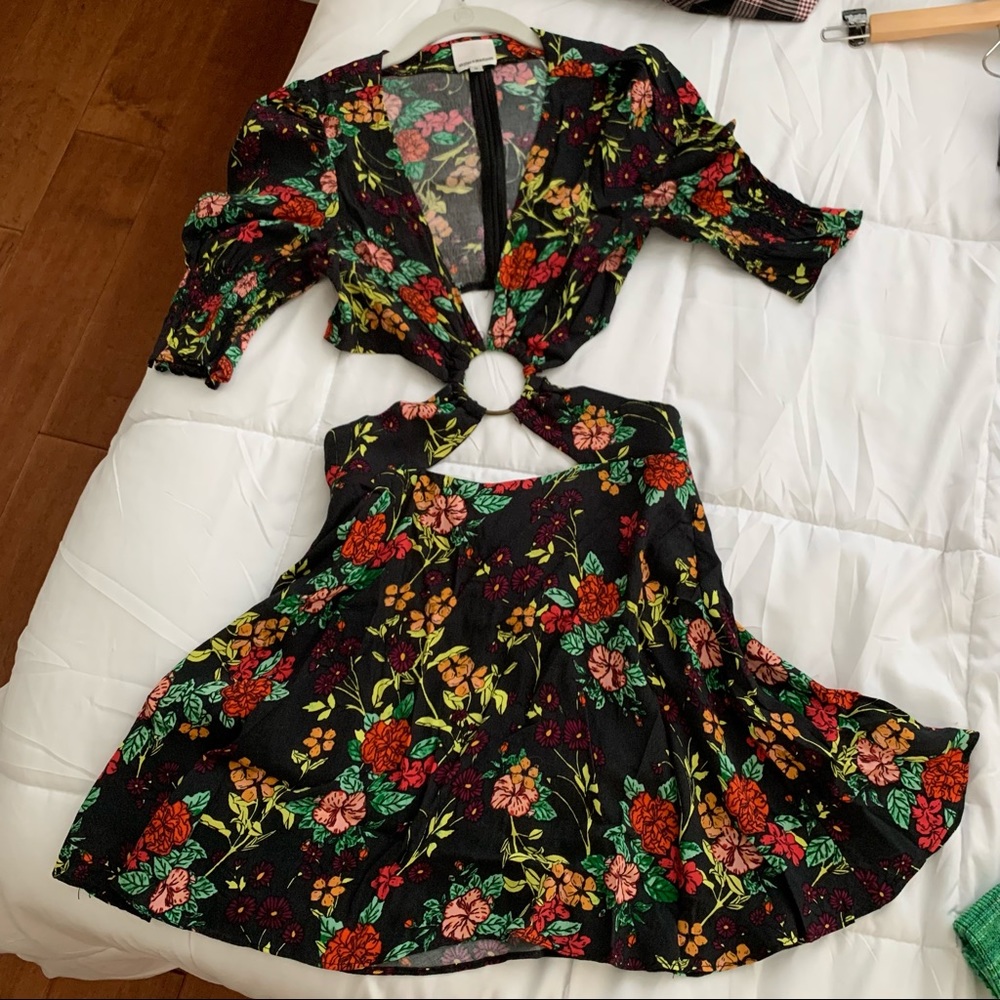 Floral Cutout Mini Dress